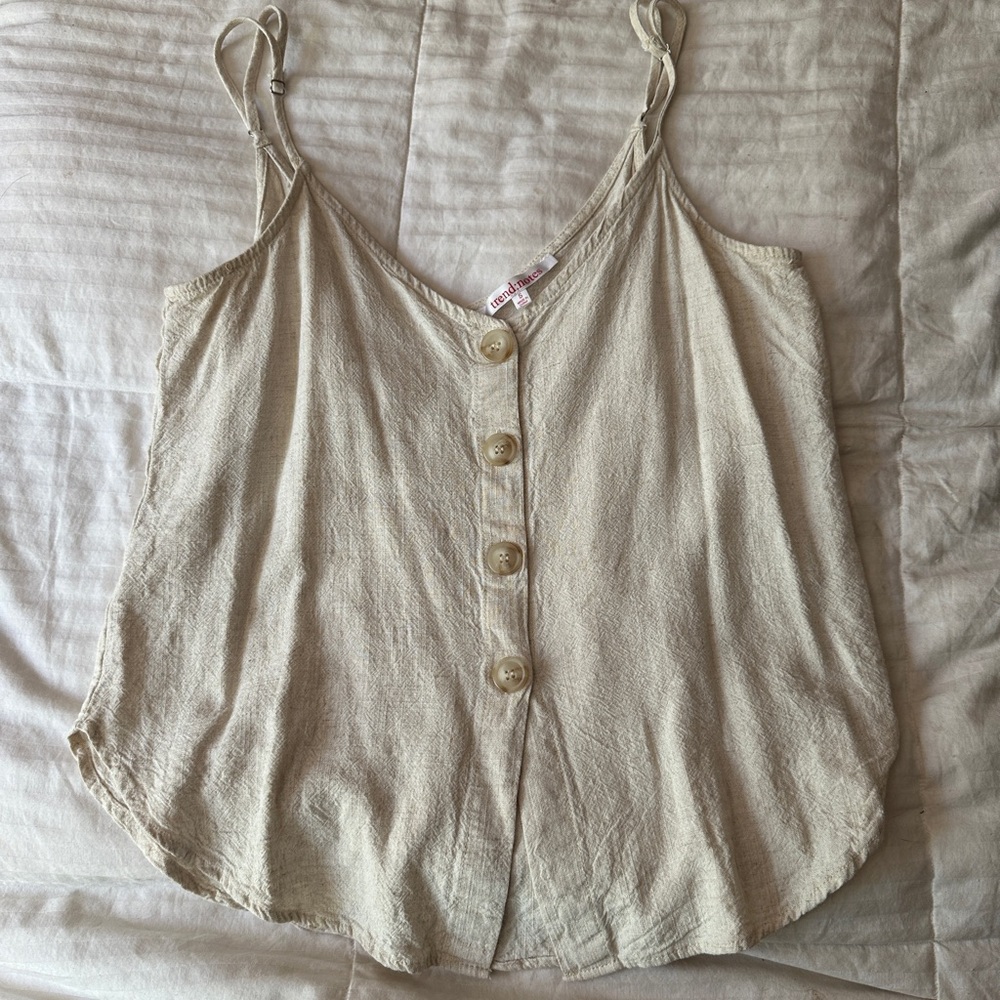 100% Linen Tank Top Size S in Beige